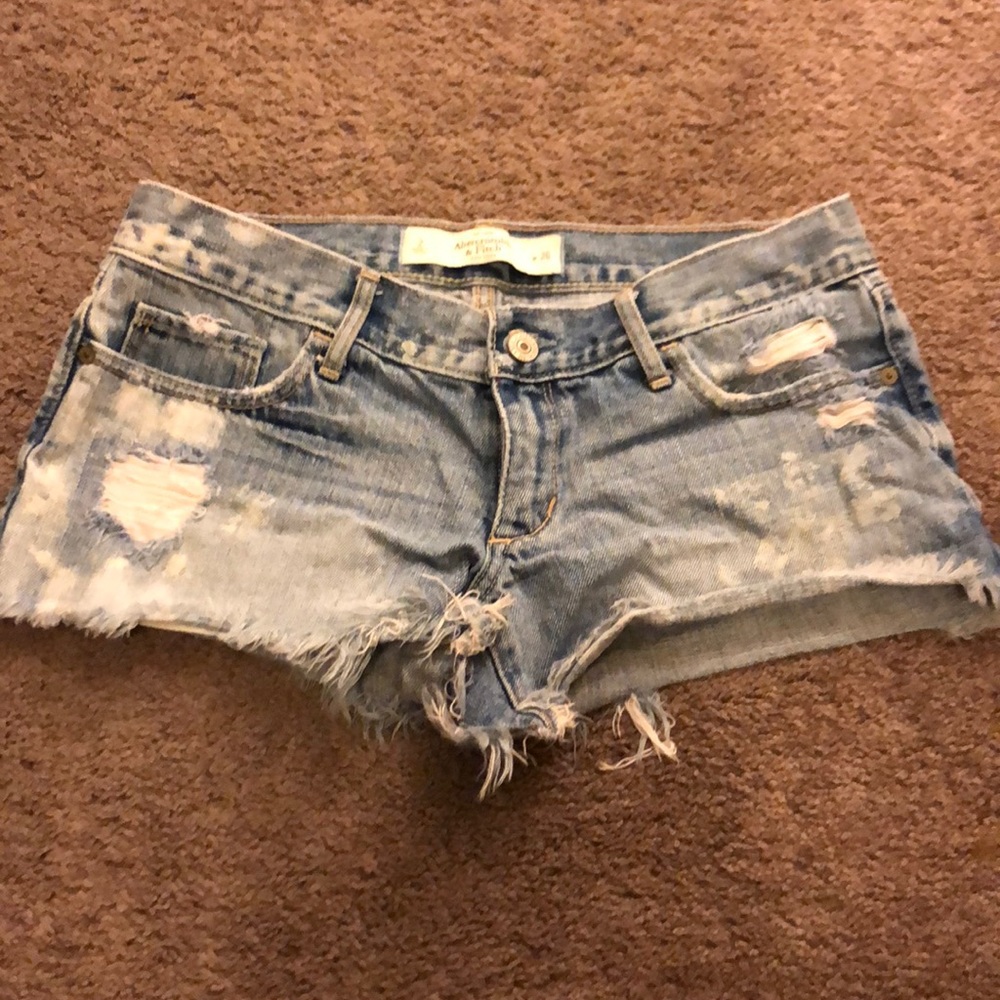 Distressed denim shorts
